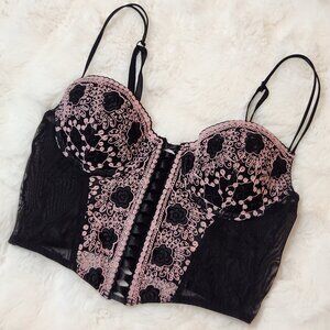 Embroidered Floral Bustier Top